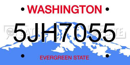 5JH7055 Washington License Plate