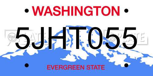 5JHT055 Washington License Plate