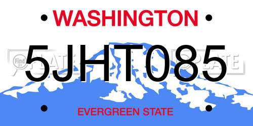 5JHT085 Washington License Plate