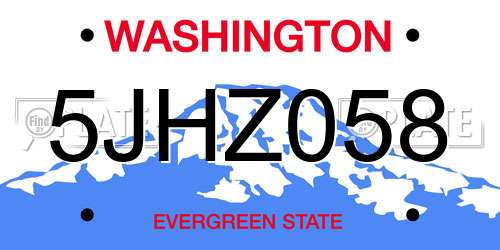 5JHZ058 Washington License Plate