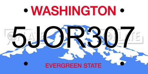 5JOR307 Washington License Plate