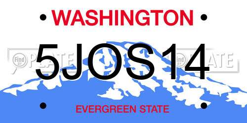5JOS14 Washington License Plate