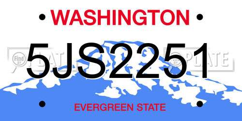 5JS2251 Washington License Plate