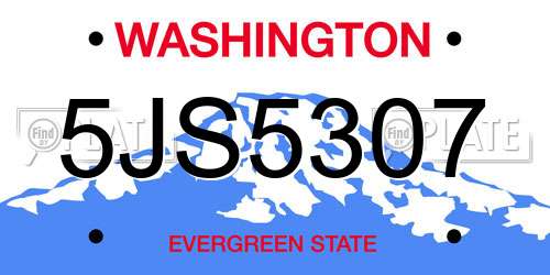 5JS5307 Washington License Plate