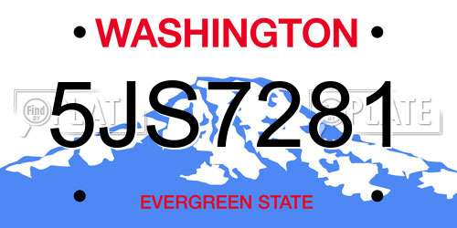 5JS7281 Washington License Plate
