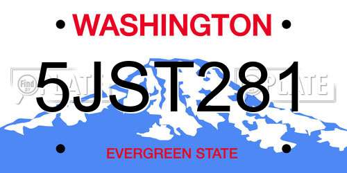 5JST281 Washington License Plate