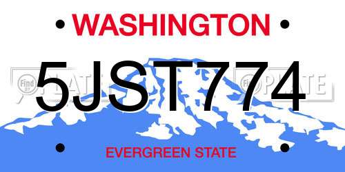 5JST774 Washington License Plate