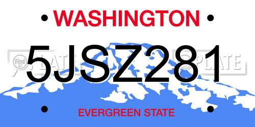 5JSZ281 Washington License Plate