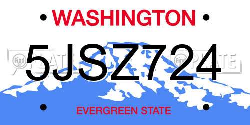 5JSZ724 Washington License Plate
