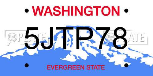 5JTP78 Washington License Plate