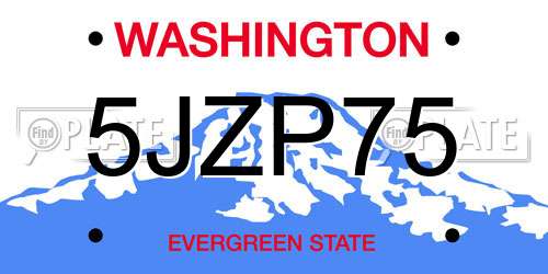 5JZP75 Washington License Plate