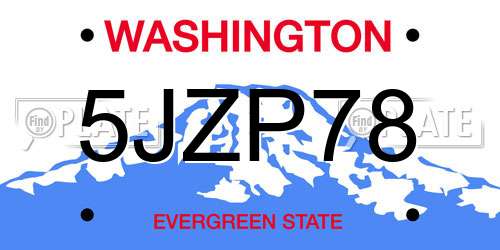 5JZP78 Washington License Plate