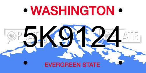 5K9124 Washington License Plate