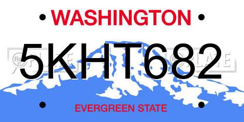 5KHT682 Washington License Plate