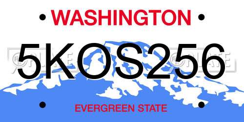 5KOS256 Washington License Plate