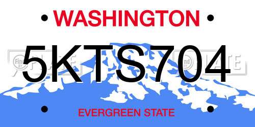 5KTS704 Washington License Plate