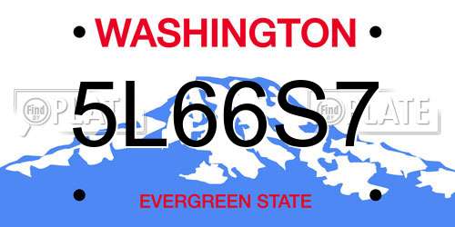 5L66S7 Washington License Plate