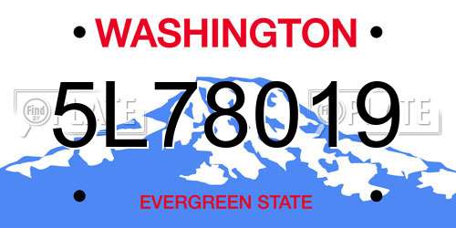 5L78019 Washington License Plate