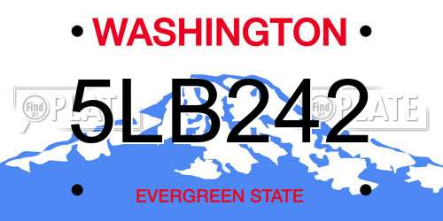 5LB242 Washington License Plate