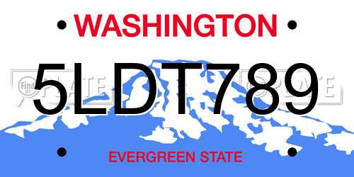 5LDT789 Washington License Plate