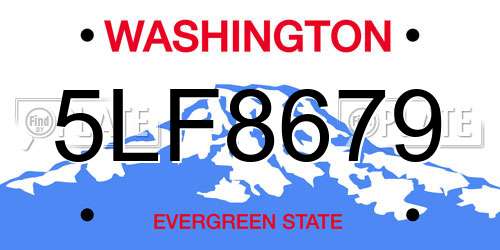 5LF8679 Washington License Plate