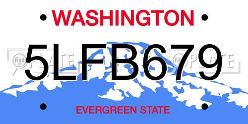 5LFB679 Washington License Plate