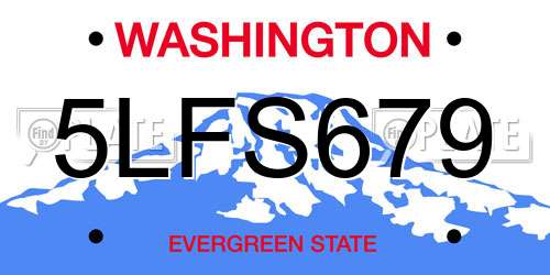 5LFS679 Washington License Plate