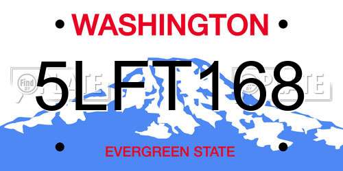 5LFT168 Washington License Plate