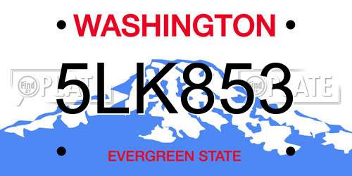5LK853 Washington License Plate