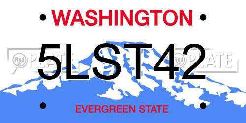 5LST42 Washington License Plate