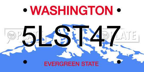 5LST47 Washington License Plate