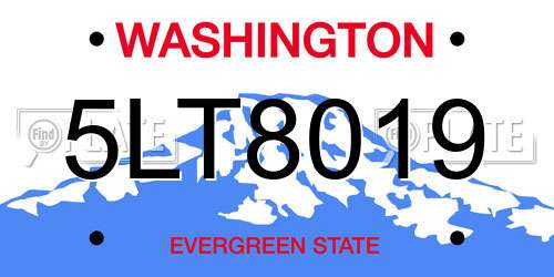 5LT8019 Washington License Plate