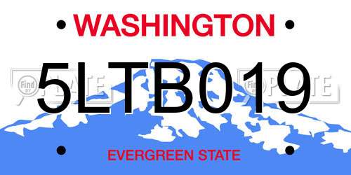 5LTB019 Washington License Plate
