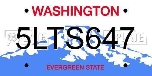 5LTS647 Washington License Plate