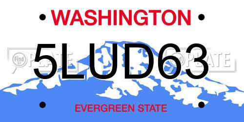 5LUD63 Washington License Plate