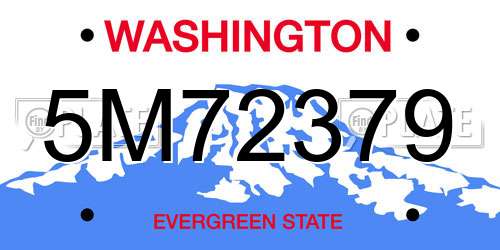5M72379 Washington License Plate