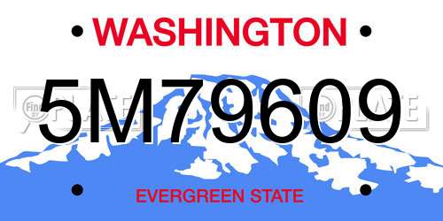 5M79609 Washington License Plate