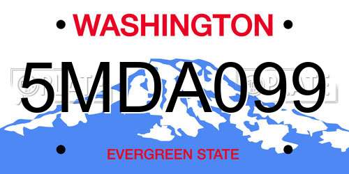 5MDA099 Washington License Plate