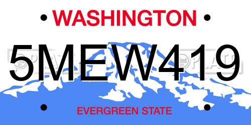 5MEW419 Washington License Plate