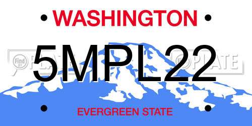 5MPL22 Washington License Plate