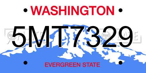 5MT7329 Washington License Plate
