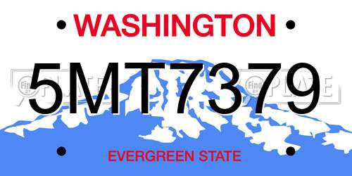 5MT7379 Washington License Plate