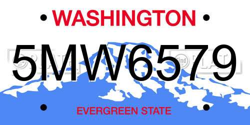 5MW6579 Washington License Plate