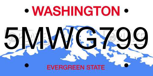 5MWG799 Washington License Plate