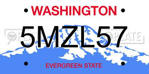 5MZL57 Washington License Plate