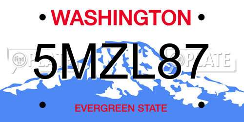 5MZL87 Washington License Plate