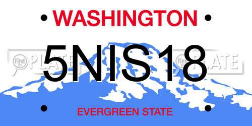 5NIS18 Washington License Plate