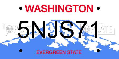 5NJS71 Washington License Plate