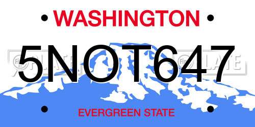 5NOT647 Washington License Plate