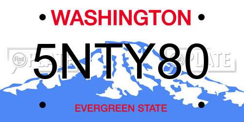 5NTY80 Washington License Plate